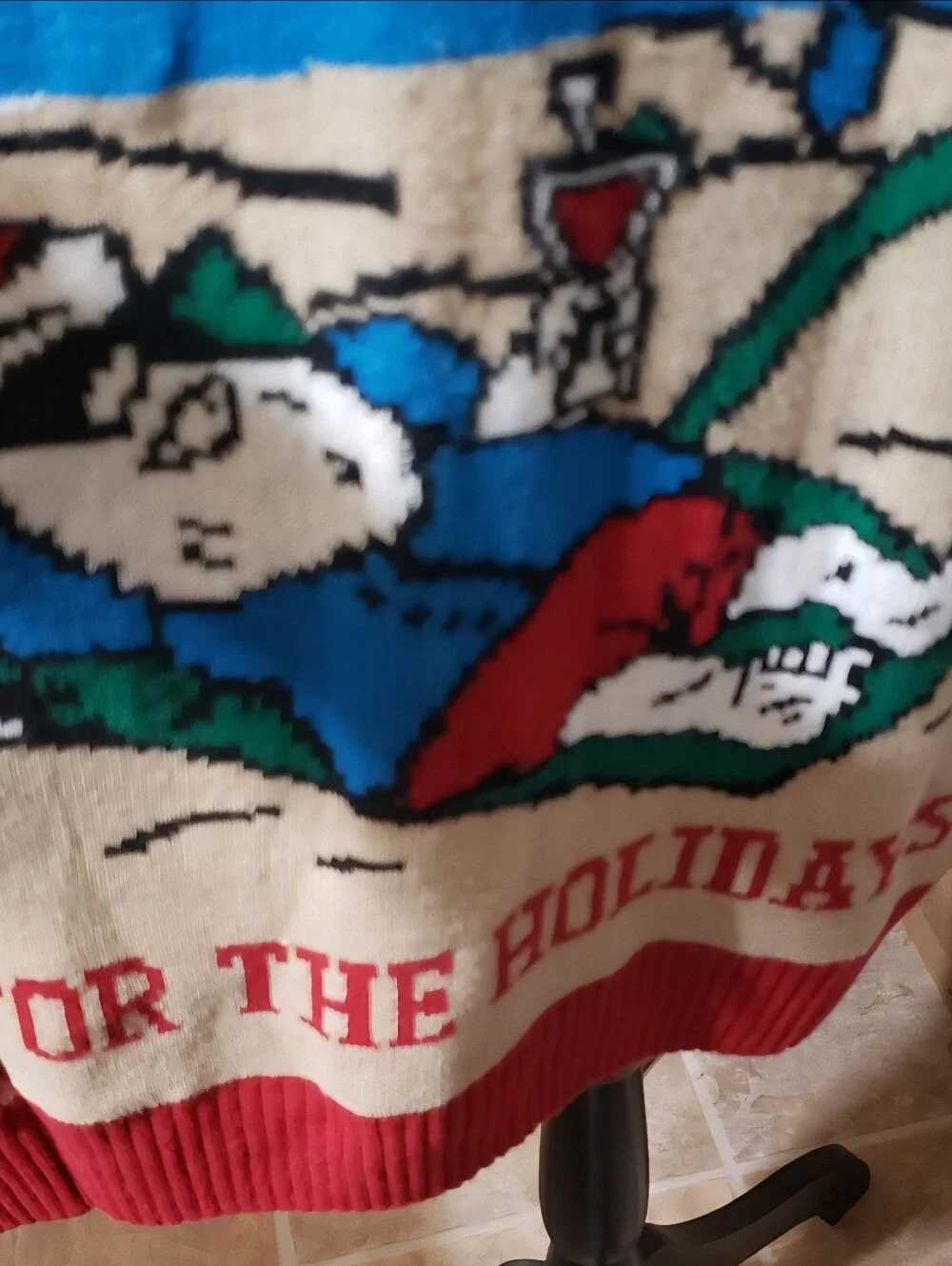 Ugly Christmas Sweater Blue 'Hanging Loose For The Holidays' Lightup Sweater